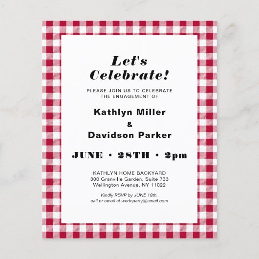 BUDGET Red Pset Foto I DO Verloving nodiging Flyer (Achterkant)