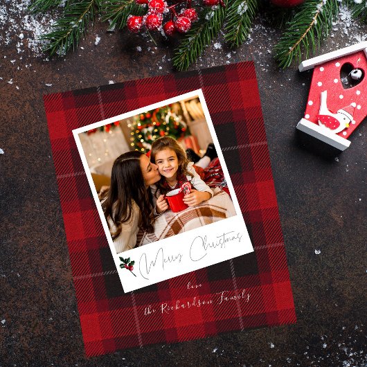 Budget Red Pset Instant Photo Merry Kerstmis Flyer