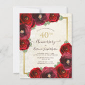 Budget Red Rose Floral 40th Anniversary Party (Voorkant)
