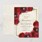 Budget Red Rose Floral 50th Anniversary Party (Voorkant / Achterkant)