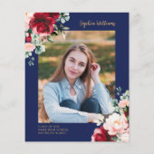 Budget Red Rose & Gold Graduation Party Uitnodigin (Achterkant)