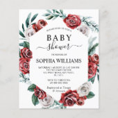Budget Red Rose & Green Baby shower Invitation (Voorkant)