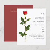 Budget Red Rose Modern Simple Wedding Invite (Voorkant / Achterkant)