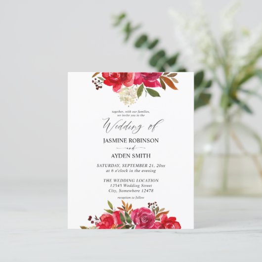 Budget Red Rose & Pink Floral 3 Wedding (Staand voorkant)