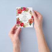 Budget Red Rose & Pink Floral Vrijgezellenfeest Flyer (Hand)