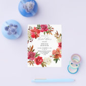 Budget Red Rose & Pink Floral Vrijgezellenfeest Flyer (Enkel)