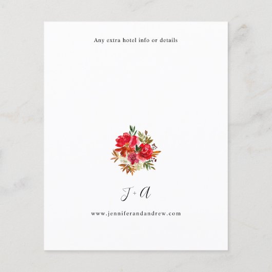 Budget Red Rose & White Floral 1 Wedding Flyer (Achterkant)