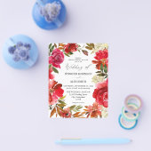 Budget Red Rose & White Floral 2 Wedding Flyer (Enkel)
