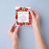 Budget Red Rose & White Floral Holiday Party Flyer (Hand)