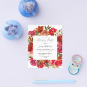 Budget Red Rose & White Floral Holiday Party Flyer (Enkel)