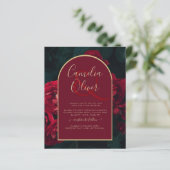 BUDGET Red Roses ForestGreen Winter Wedding INVITE (Staand voorkant)