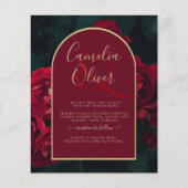 BUDGET Red Roses ForestGreen Winter Wedding INVITE (Voorkant)