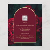 BUDGET Red Roses ForestGreen Winter Wedding INVITE (Achterkant)
