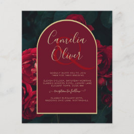 BUDGET Red Roses ForestGreen Winter Wedding INVITE Flyer