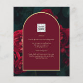 BUDGET Red Roses ForestGreen Winter Wedding INVITE Flyer (Achterkant)