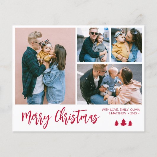 Budget Red Script Collage Pine Kerstfeestdag Flyer (Voorkant)