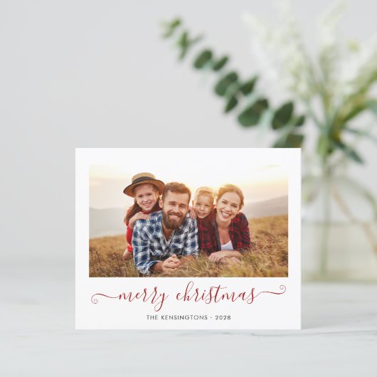 BUDGET Red Script Merry Kerstfeestdag foto (Staand voorkant)