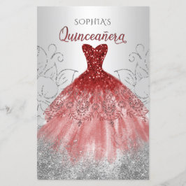 Budget Red Sparkle Dress Quinceañera