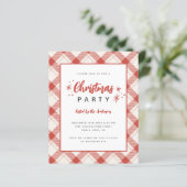 Budget Red Tartan Plaid Script Kerstfeest (Staand voorkant)