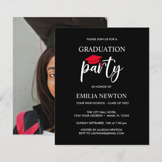 Budget Red Tassel Gradup Cap Black Party (Voorkant / Achterkant)