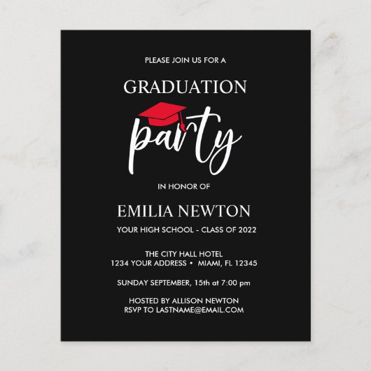 Budget Red Tassel Gradup Cap Black Party (Voorkant)