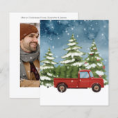 BUDGET Red Truck Kaart met kerstboomfoto's (Voorkant / Achterkant)