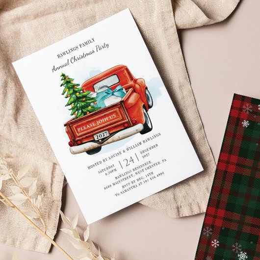 Budget Red Truck Kerstparty uitnodiging Flyer