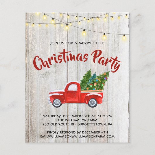 Budget  Red Truck Rustic-kerstfeest Flyer (Voorkant)