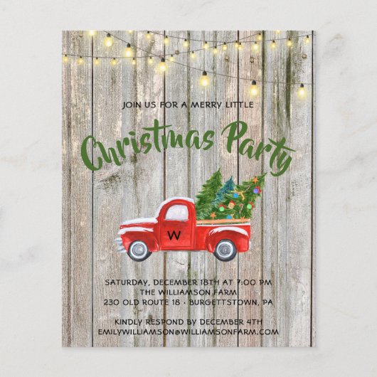 Budget  Red Truck Rustige kerstparty F Flyer (Voorkant)