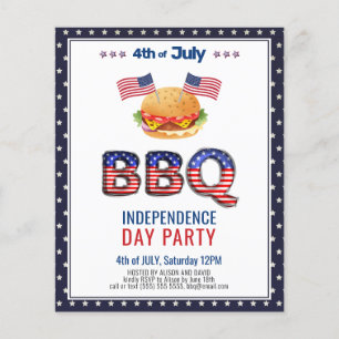 BUDGET Red White Blue 4th of JULY BBQ Uitnodiging