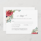 Budget Red White Blue Floral Wedding RSVP Briefkaart (Voorkant / Achterkant)