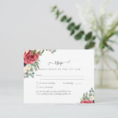 Budget Red White Blue Floral Wedding RSVP Briefkaart (Staand voorkant)