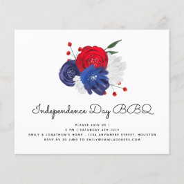 Budget Red White Blue Florals 4 juli BBQ Uitnodigi