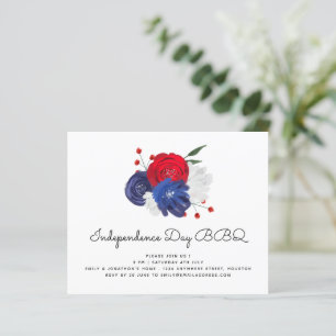 Budget Red White Blue Florals 4 juli BBQ Uitnodigi