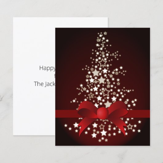 Budget Red White KerstTree-feestkaart (Voorkant / Achterkant)