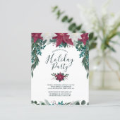 Budget Red White Poinsettias Holiday Party nodigt  (Staand voorkant)