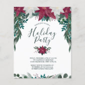 Budget Red White Poinsettias Holiday Party nodigt  (Voorkant)