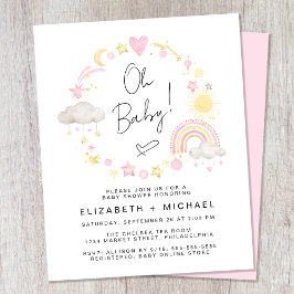 Budget regenboog baby meisje koppels douche uitnod