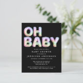 Budget regenboog ballonnen Baby shower uitnodiging (Staand voorkant)