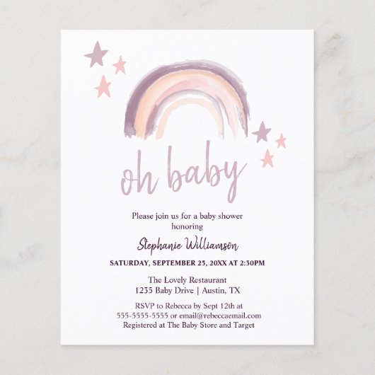 Budget Regenboog Boho oh baby Roze Baby Shower (Voorkant)