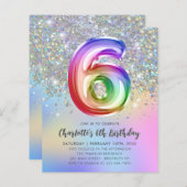 Budget regenbooglitter Folie ballon 6e verjaardag (Voorkant / Achterkant)