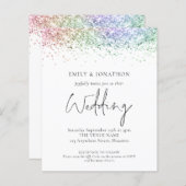 Budget regenbooglitter QR Code Weddenschap Uitnodi (Voorkant / Achterkant)