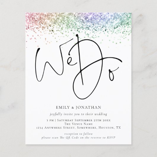 Budget regenbooglitter We doen QR Weddenschap uitn (Voorkant)