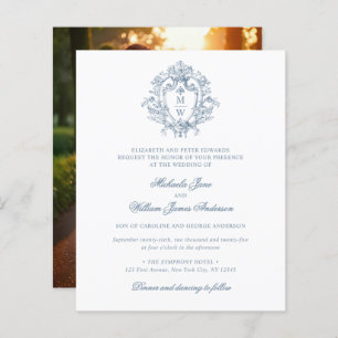 Budget  Regency Crest bruiloft uitnodiging