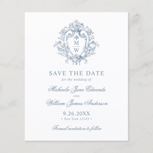 Budget Regency Crest Wedding Save the Date (Voorkant)