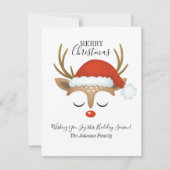 Budget Reindeer Holiday Foto Kerstmis Notitiekaartje (Voorkant)