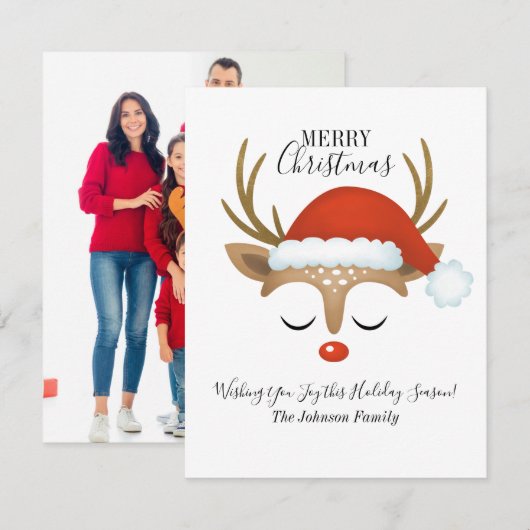 Budget Reindeer Holiday Foto Kerstmis Notitiekaartje (Voorkant / Achterkant)