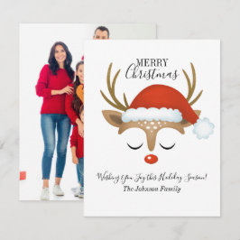 Budget Reindeer Holiday Foto Kerstmis Notitiekaartje