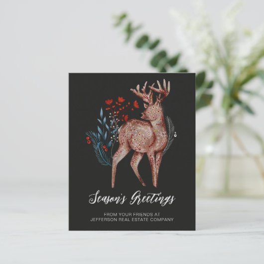 Budget Reindeer Nordic Folk Business Holiday Card (Staand voorkant)