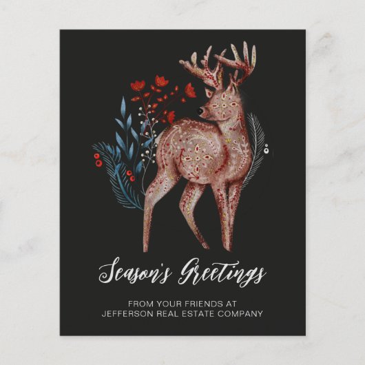 Budget Reindeer Nordic Folk Business Holiday Card (Voorkant)